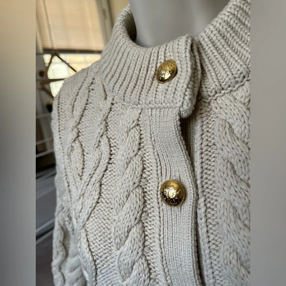 Tuckernuck Ivory Cotton Colette Top Cable Knot Sweater size Small - Picture 3 of 5